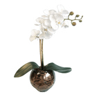 Arranjo Orquídea Artificial Branca No Vaso De Vidro P |flores